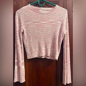 Sincerely Jules Pink Ribbed and Cropped Long Sleeve Top